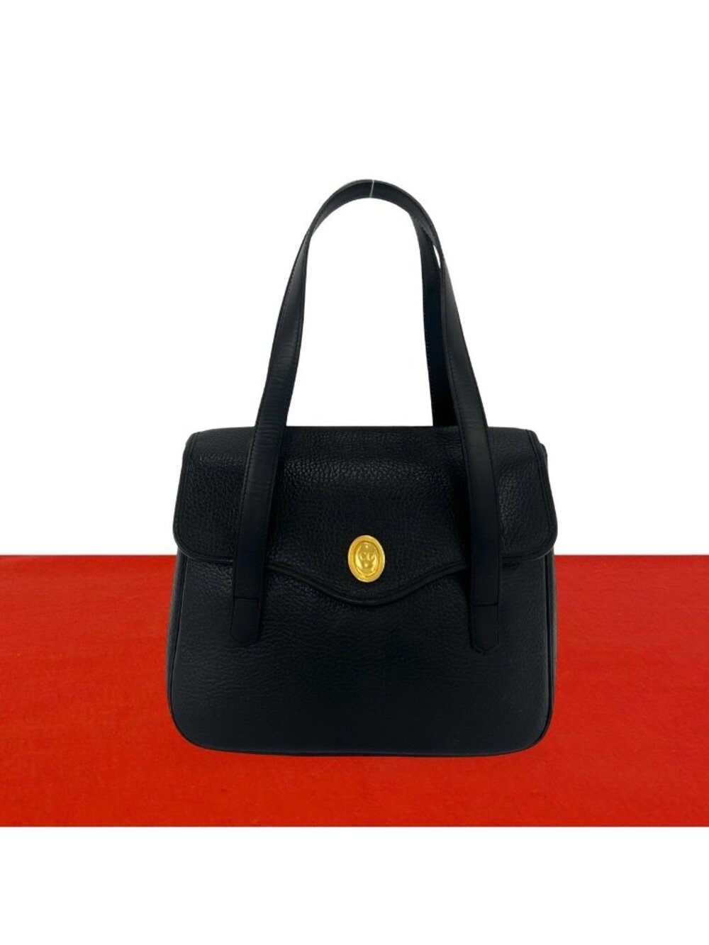 Dior Vintage CD Logo Leather Shoulder Bag Black